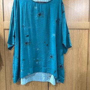 Chic Teal Floral Tunic Top